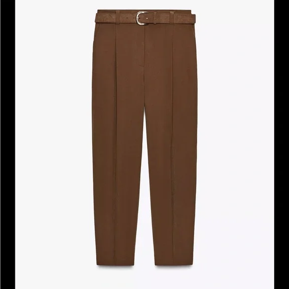 Zara brown belted flowy pants - Picture 5 of 7